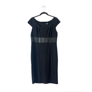Adrianna Papell Black Sheath Career Cocktail Dress Size 12